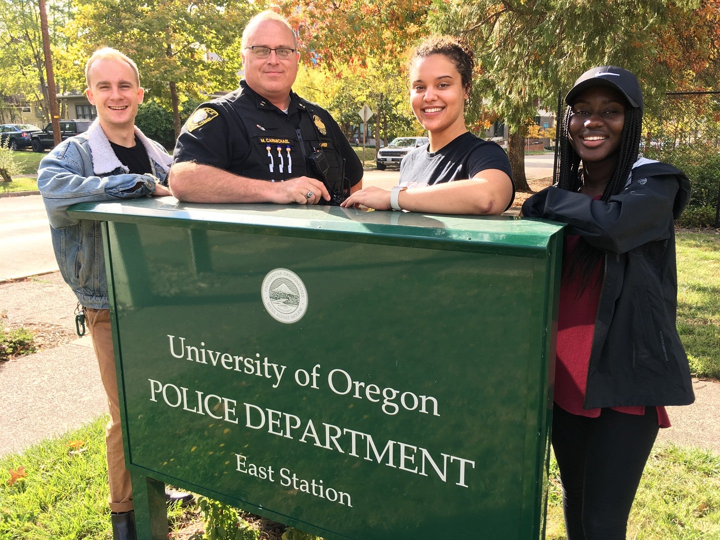 UO Police Chief Matt Carmichael and his students assistants